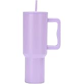 40 oz Stainless Steel Insulated Water Bottle with Handle and Straw – Large Tumbler for Cold Drinks – Leakproof BPA-Free Thermos for Travel, Gym, Office (PURPLE)
