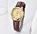 Womens Leather Watch,Fashion Casual Gold Watches for Women,Waterproof Quartz Ladies Brown Wrist Watch