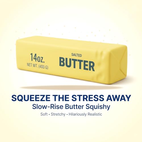 Salted Butter Squishy Stress Relief Toy – Slow Rising Squeeze Fidget Toy for Kids & Adults, Hand Exercise & Finger Activity Toy, Anxiety Relief Sensory Toy, Office Desk Accessory