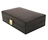 Executive High class crocodile leather Cufflink Case & Ring Storage Organizer Men's Jewelry Box (Black)