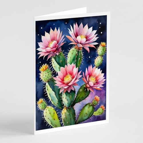 Caroline's Treasures Queen of the Night Cactus Greeting Cards Pack of 8 Blank C…