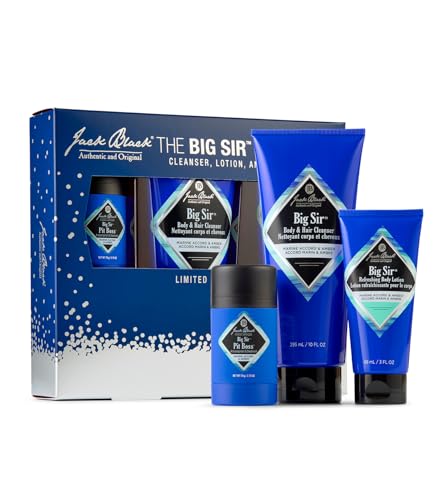 Jack Black The Big Sir Aroma Trio Gift Set for Men – Big Sir Pit Boss Deodorant, Big Sir Body & Hair Cleanser, and Big Sir Refreshing Body Lotion