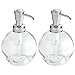 mDesign Round Glass Refillable Liquid Soap Dispenser Pump Bottle for Bathroom Vanity Countertop, Kitchen Sink - Holds Hand Soap, Dish Soap, Hand Sanitizer, Essential Oils - 2 Pack - Clear/Chrome