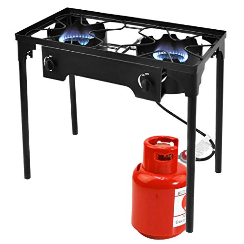 Giantex Outdoor 2 Burner Stove High Pressure Camping Picnic Burner Stand 150,000 BTU with 0-20 PSI Adjustable Regulator Portable Double Burner Stove, Black Giantex Outdoor 2 Burner Stove High Pressure Camping Picnic Burner Stand 150,000 BTU with 0-20 PSI Adjustable Regulator Portable Double Burner Stove, Black