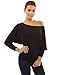PattyBoutik Women One Shoulder Batwing Sweater Knit Top (Black Medium)