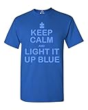 Keep Calm Light Up Blue T-shirt Autism Awareness Month Shirts 2XL Royal Blue ID 2
