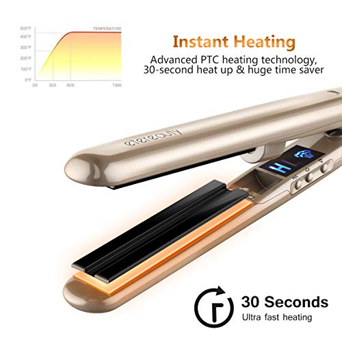 ETEREAUTY Hair Straightener[Newest 2019], Hair Straightens & Curls with Adjustable Temp, Professional Flat Iron for Hair Styling，Luxurious Gold - Thumbnail 2