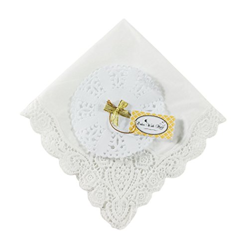 OWM Handkerchief Bride Pack of 3 Classic Wedding Lace Handkerchiefs in Bulk