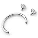 PiercingJ 2-6pcs 16G Clear Cubic Zirconia Stainless Steel Horseshoe Hoop Multi-functional Captive Ring for Nose Daith Lip Eyebrow Nipple Ear Cartilage Helix Septum