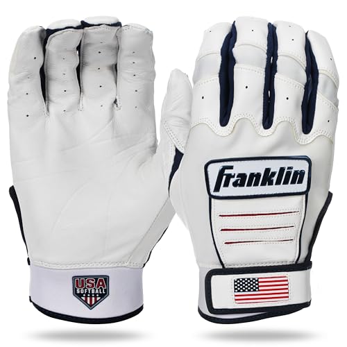Franklin Sports CFX FP Softball Batting Gloves Pair, Women’s Small, White/Navy/Red
