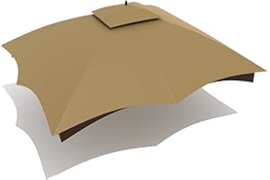 Gazebo Replacement Canopy Top Cover - Wonwon 10X12 Double Tiered Canopy Roof for Lowe's Allen Roth Gazebo Model #GF-12S004BTO/GF-12S004B-1 (Khaki)