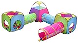 Kids 6pc Play Tent and Tunnel Toy Jungle, Indoor & Outdoor Child Pop up Tent with Tunnels Playhouse, by Hide-n-Side