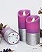5plots Purple Flameless Candles -Battery Operated LED Candles with Remote and Timer, Purple Stripes Decorative Candles, Moving Flame, H 5