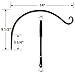 Gray Bunny Outdoor Plant Hanger Hook, 14” Large Modern Sleek Heavy Duty Iron Wall Hooks for Bird Feeders, Lanterns, Wind Chimes, Patio Decor - Black