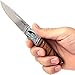Grand Way Folding Knife - Decorative Pocket Knife for EDC and Outdoor - Classic Blade and Wooden Inlays on Handle FB 0017