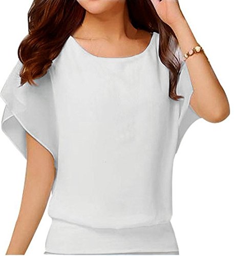 Womens Loose Casual Short Sleeve Chiffon Top T Shirt Blouse