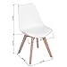 FurnitureR Set of 4 Dining Chair Tulip Natural Solid Wood Legs Design with Cushioned Pad Armless Lounge Chairs Kitchen White