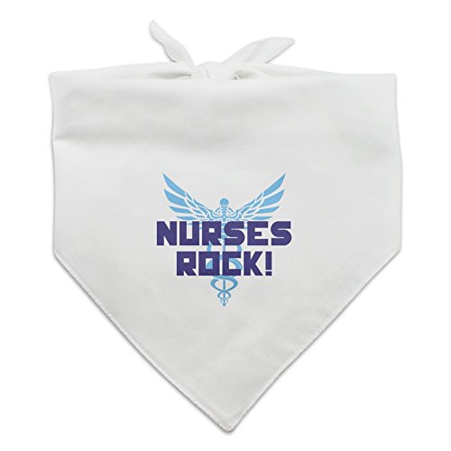 Graphics and More Nurses Rock RN Caduceus Staff of Hermes Dog Pet Bandana - White