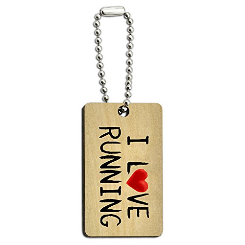 I Love Running Written on Paper Wood Wooden Rectangle Key Chain