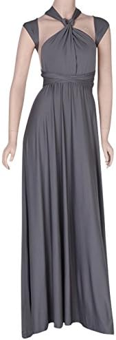 Seventhprincess Wemon's Long Maxi Convertible Infinity Wrap Dresses for Bridesmaid Wedding Dress (Normal Size, Grey)