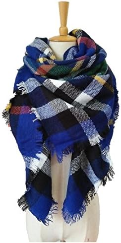 Chunky Plaid Oversized Blanket Fall Fashion Scarf Warm Shawl Wraps Cozy Large Tartan Scarves