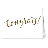 24 Note Cards - Glitzy Congrats - Blank Cards - Kraft Envelopes Included