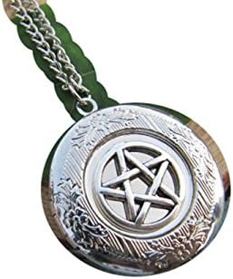 Silver Pentagram Locket Necklace , Small Locket Necklace ,Wicca Jewelry , Wiccan , Pagan