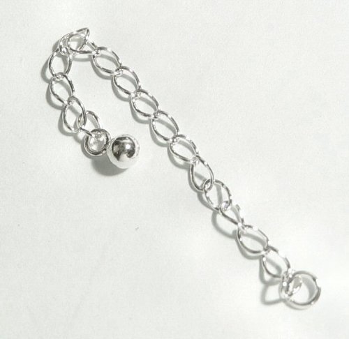 2pcs .925 Sterling Silver Bead Chain Bracelets/Necklace Extender W/4mm Dot Ball 2'/Findings