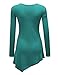 Lock and Love WT960 Womens V Neck Long Sleeve Tunic Top With Asymmetrical Hem L Jade
