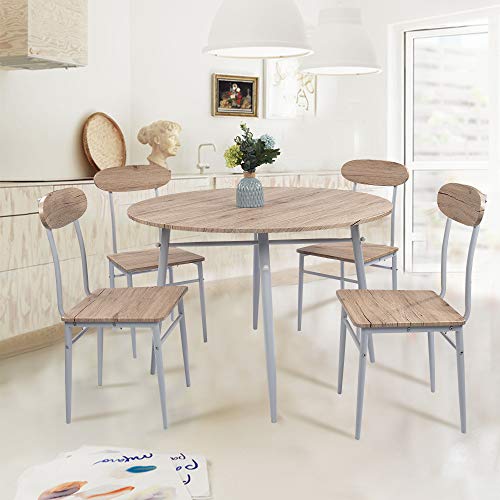 Dporticus 5-Piece Kitchen & Dining Set Kitchen Table and Chairs with Metal Legs