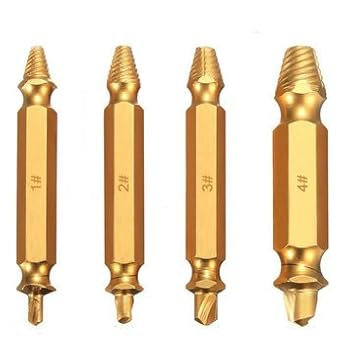 Generic 4Pcs Double Side Damaged Screw Bolt Extractor Drill Bits Gold Oxide Edition Stripped Screw Removers