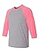 Hanes X-Temp Three-Quarter Raglan Sleeve Baseball Shirt XL Light Steel/Neon Pink