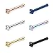 Ruifan 6PCS 18G Surgical Steel Mix Color Diamond CZ Nose Stud Rings Bone Pin Piercing Jewelry 1.5mm