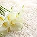 Artificial Flowers, Fake Flowers Artificial Calla Lily Bridal Wedding Bouquet for Home Garden Party Wedding Decoration 12Pcs (White&Yellow Pistil)