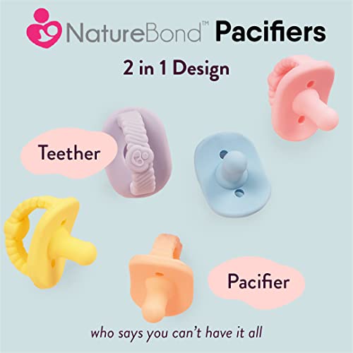 NatureBond Baby Silicone Pacifiers Teether (2 Packs) + Pacifier Case
