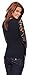 Women's Fitted Cotton Casual Scalloped Floral Lace V Neck Long Sleeve Shirt Top, Medium, Midnight Dream Black