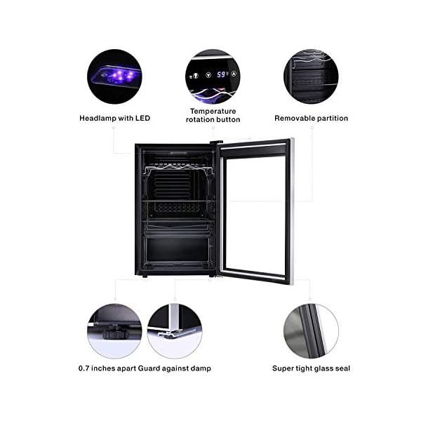 Antarctic-Star-36-Bottle-Wine-CoolerCabinet-BeverageRefrigerator-Small-Mini-Red-White-Wine-Cellar-Beer-Soda-Counter-Top-Bar-Fridge-Quiet-Operation-Compressor-Adjust-Temperature-Freestanding-Black