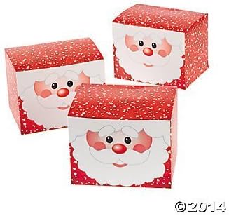 Fun Express 12 Cardboard Santa Gift Boxes/Christmas Treat Boxes Wrap/Party Supplies
