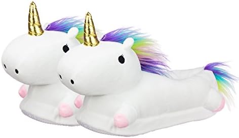 White Light Up LED Unicorn Slippers for Women and Teen Girls- Ultra Comfortable &amp; Warm - Cotton &amp; Polyester Material - One Size Fits Most - 5-12 Shoe Size - Easy To Fit, Easy To Clean