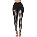 Women's Stylish Leggings Lace Up Front Hollow Out Black Twilled Skinny Pants,Black,Small