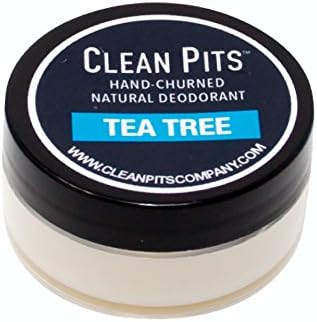 Clean Pits Cream Based Deodorant - Tea Tree Scent - .5 oz Jar - 100% Natural Odor Protection - Strong Sweat Absorption - Aluminum and Paraben Free - Baking Soda Free for Sensitive Skin