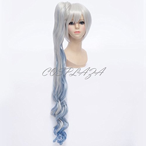 COSPLAZA Cosplay Wigs Long Silver White Blue Girl Anime Show Party Hair