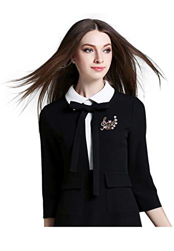 Fashion Music Note Sheet Brooch Colorfu Rhinestaone Flower Note Treble Clef Brooch Pin Scarf Buckle for Women Wedding Concert Party Jewelry Gift(silver)