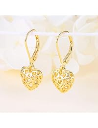 Pendientes de tuerca de plata de ley 925 con forma de corazón para mujeres y niñas