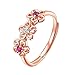 Haluoo Diamond Flower Rings Chic Plum Blossom Engagement Wedding Band Pretty Lady Crystal Cubic Zirconia CZ Adjustable Eternity Promise Anniversary Rings for Women Girls (Rose Gold)thumb 1