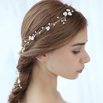 Amazon Com Aw Bridal Flower Wedding Headband Hair Vine Combs