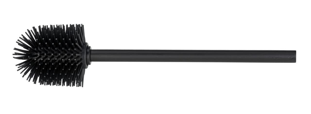 WENKO DIE BESSERE IDEE Stainless Steel Handle Toilet Brush with Silicone Head, Black, Ø 8 cm