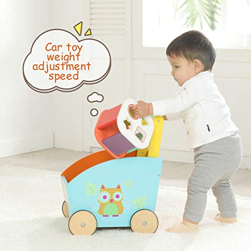 Hessie Little Toddler /Baby Push Wooden Learning Walker, Push and Pull Toys for Kids 1 Year and Up - Owl