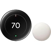 Google Nest Learning Thermostat (4th Gen, 2024) with Nest Temperature Sensor, Energy Saving Smart Thermostat, Compatible with Alexa, Apple HomeKit &amp; Google Home App, Non-Retail Packaging, Obsidian