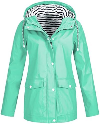 HULKY Rain Jacket Active Outdoor Hooded Women Trench Coats Waterproof Hoody Raincoat for Hiking Skiing Trekking Travelling Windbreaker Mountaineering